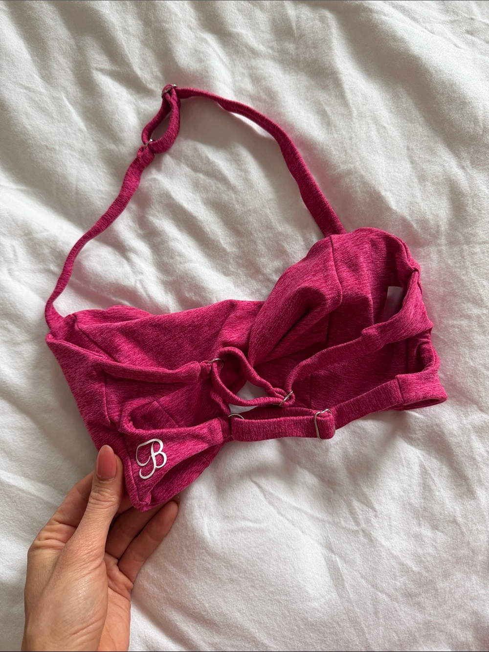 Bombshell Sportswear Hot Pink Twist-Front Bralette - Picture 2 of 4